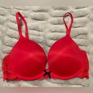34C Victoria's Secret Vibrant Red push-up Lace Bra